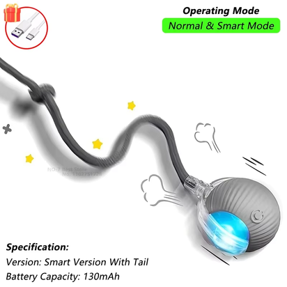 Automatic Rolling Cat Toy with Tail - Rechargeable Interactive Smart Mouse for Cats