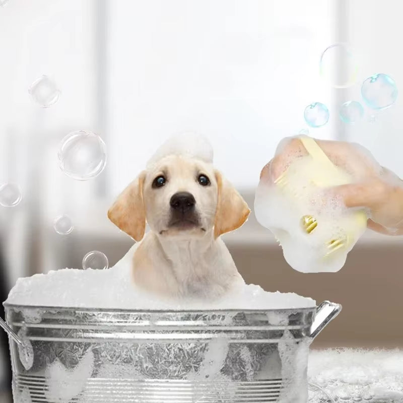 Silicone Dog Bath Massage Gloves and Brush - Pet Grooming Tool for Effective Cleaning and Shampoo Application