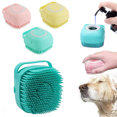 Silicone Dog Bath Massage Gloves and Brush - Pet Grooming Tool for Effective Cleaning and Shampoo Application