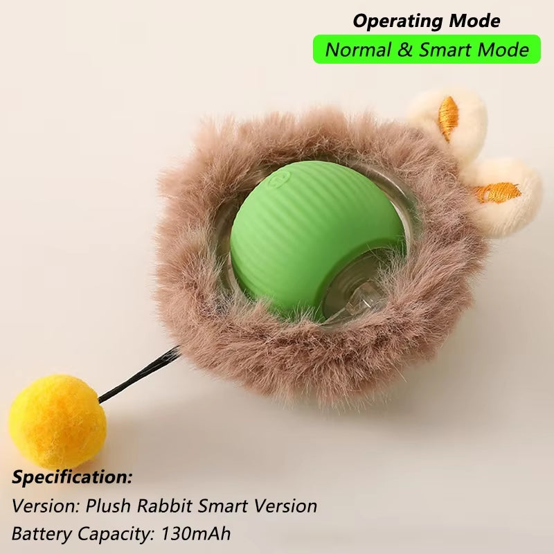 Automatic Rolling Cat Toy with Tail - Rechargeable Interactive Smart Mouse for Cats