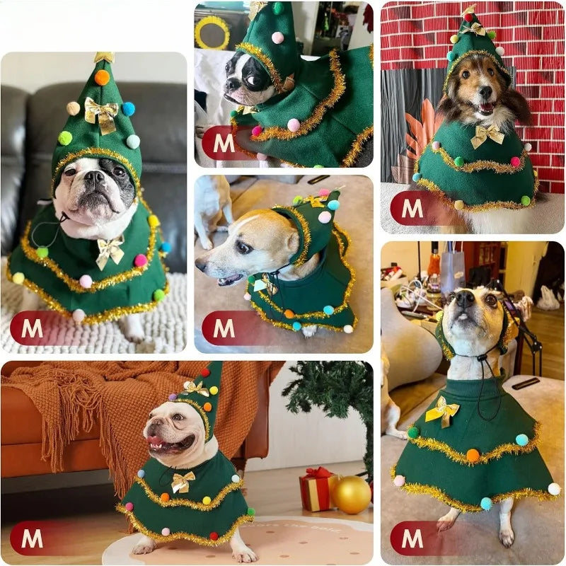CuddTail™ Christmas Tree Pet Costume – Cute Festival Outfit for Cats & Small to Medium Dogs, Perfect for Holiday Parties