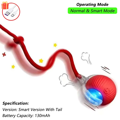 Automatic Rolling Cat Toy with Tail - Rechargeable Interactive Smart Mouse for Cats