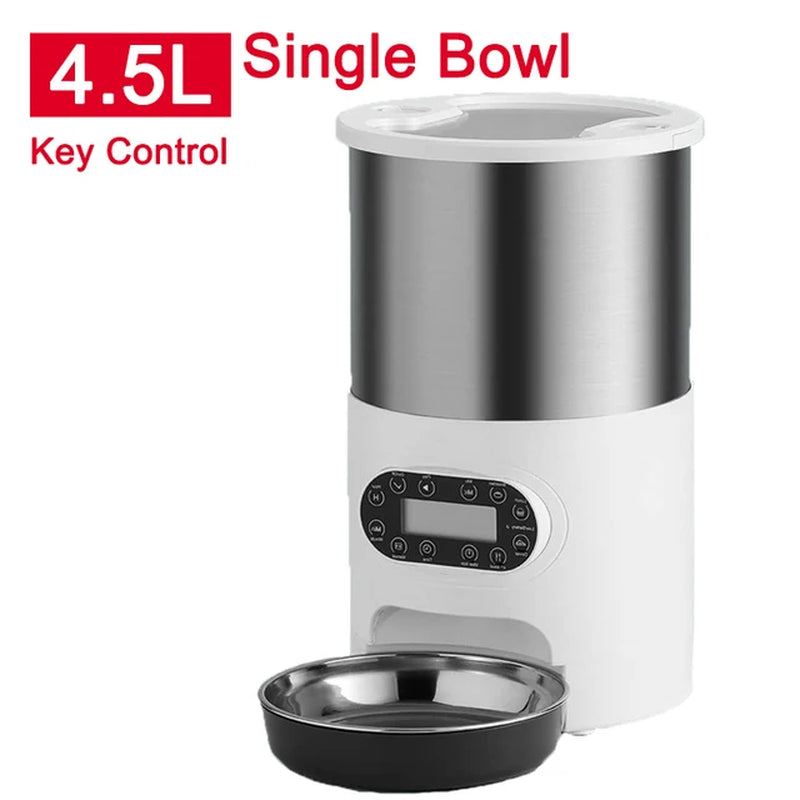 Smart App-Controlled Cat Feeder - Stainless Steel Double Meal Automatic Dispenser for Cats and Dogs