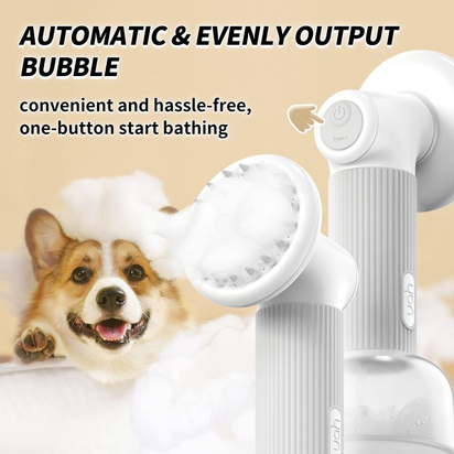 Uahpet Wireless Auto-Foaming Dog Bath Brush with Soap Dispenser – Effortless Lathering Bath Brush for Dogs and Cats