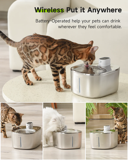 4L Wireless Automatic Cat and Dog Water Fountain with Sensor Technology - Pet Water Dispenser Accessories