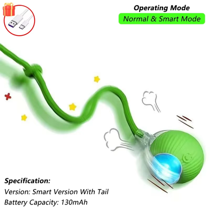 Automatic Rolling Cat Toy with Tail - Rechargeable Interactive Smart Mouse for Cats