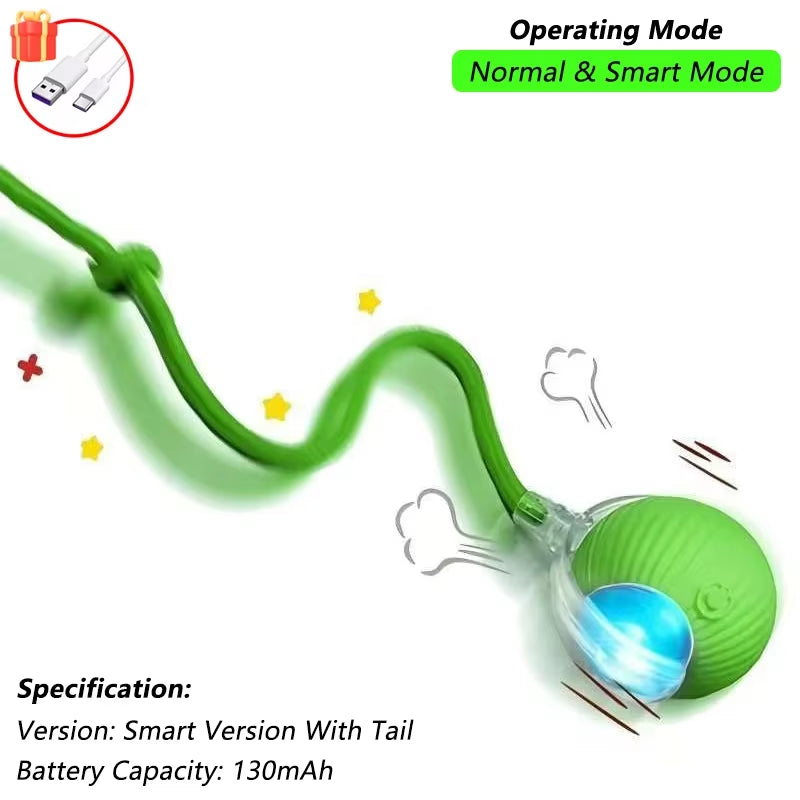 Automatic Rolling Cat Toy with Tail - Rechargeable Interactive Smart Mouse for Cats