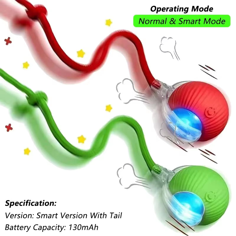 Automatic Rolling Cat Toy with Tail - Rechargeable Interactive Smart Mouse for Cats
