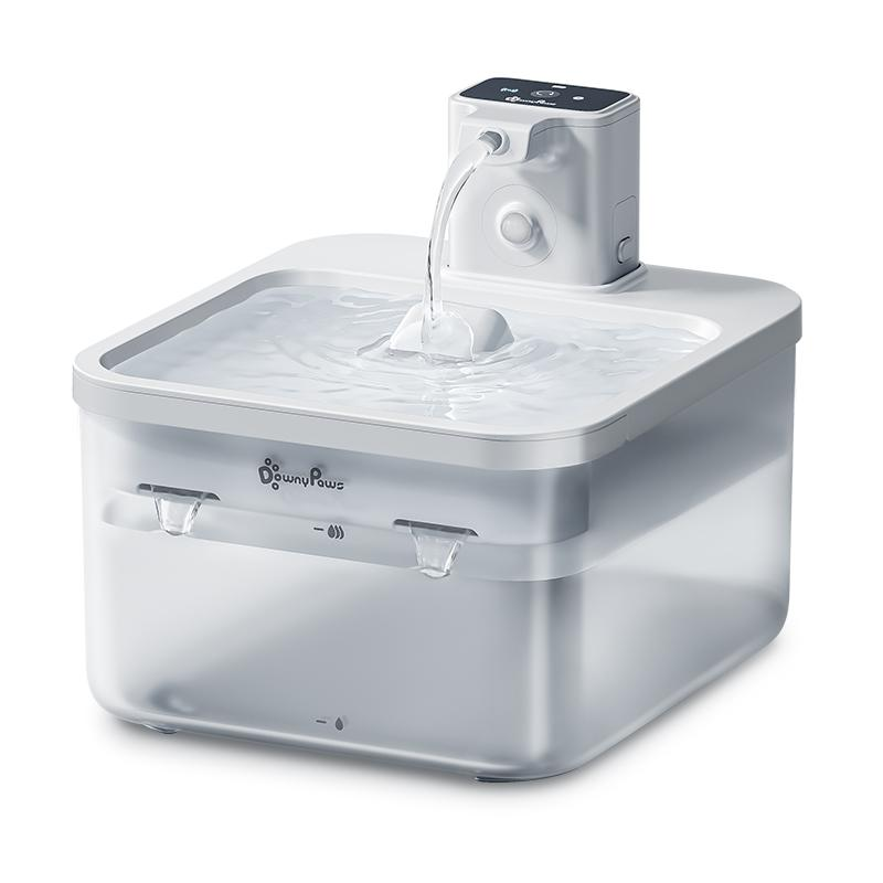 Downypaws Battery Operated Cat Water Fountain, 84Oz/2.5L, Wireless Pet Water Fountain for Cats, Small Dog, Automatic Pet Waterer Fountain, Ultra Quiet Pump, Bpa-Free, Christmas Gift Stainless Steel