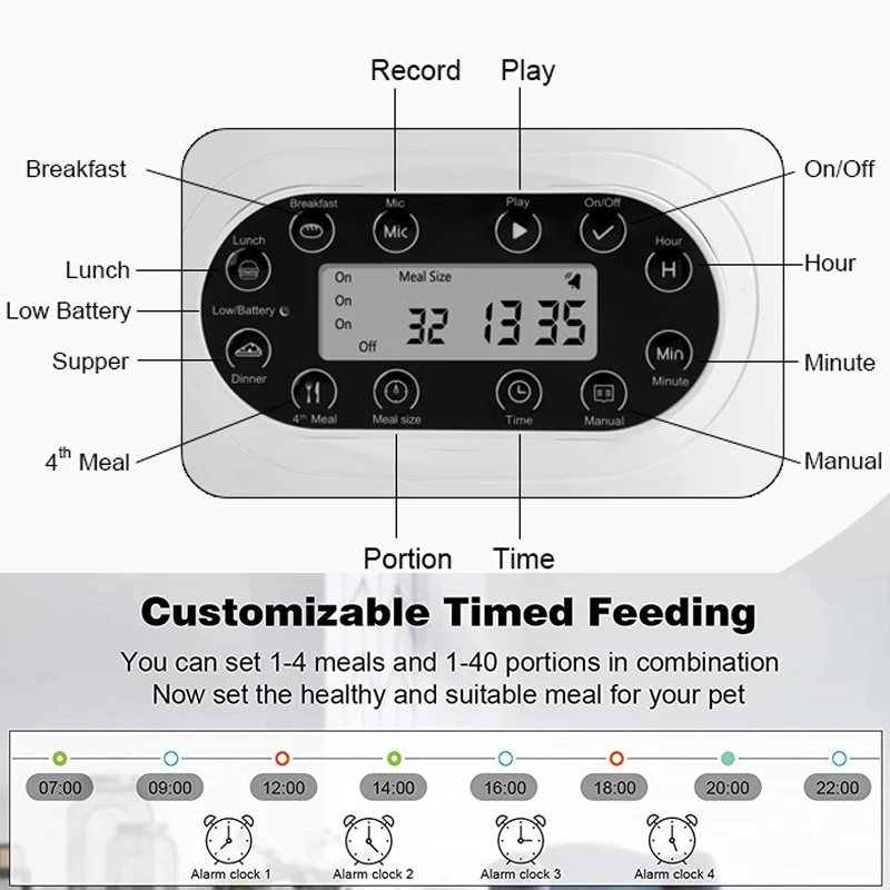 Smart App-Controlled Cat Feeder - Stainless Steel Double Meal Automatic Dispenser for Cats and Dogs