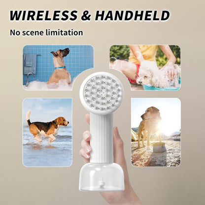 Uahpet Wireless Auto-Foaming Dog Bath Brush with Soap Dispenser – Effortless Lathering Bath Brush for Dogs and Cats