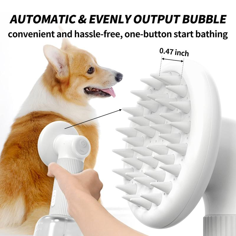 Uahpet Wireless Auto-Foaming Dog Bath Brush with Soap Dispenser – Effortless Lathering Bath Brush for Dogs and Cats