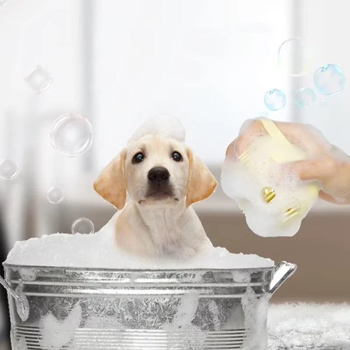 Silicone Dog Bath Massage Gloves and Brush - Pet Grooming Tool for Effective Cleaning and Shampoo Application