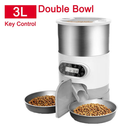 Smart App-Controlled Cat Feeder - Stainless Steel Double Meal Automatic Dispenser for Cats and Dogs