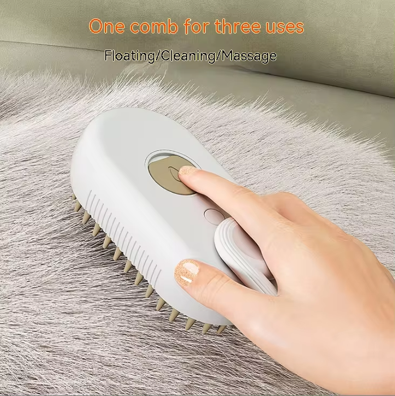 Pet Electric Spray Comb for Cats and Dogs - One-Key Spray Anti-Flying Massage Brush for Hair Removal and Cleaning