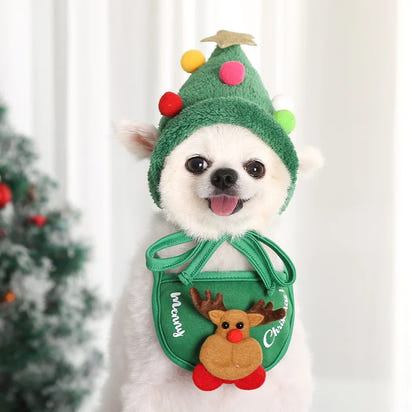 CuddTail™ Christmas Pet Hat & Bib Set – Adorable Holiday Costume for Cats & Dogs 2025