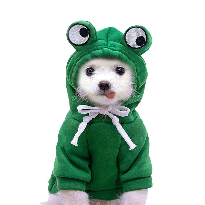 CuddTail™ Frog Dog Hoodie – Cute Warm Winter Sweater for Dogs & Cats, Cozy Cold-Weather Outfit for Everyday or Halloween