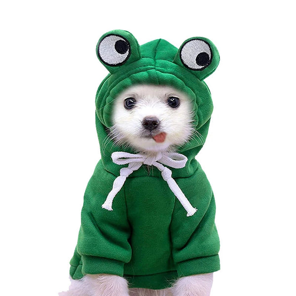 CuddTail™ Frog Dog Hoodie – Cute Warm Winter Sweater for Dogs & Cats, Cozy Cold-Weather Outfit for Everyday or Halloween