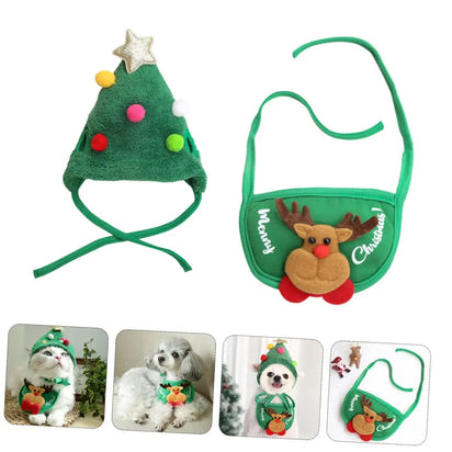 CuddTail™ Christmas Pet Hat & Bib Set – Adorable Holiday Costume for Cats & Dogs 2025