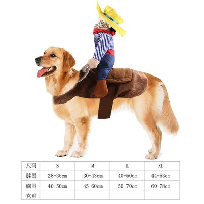 CuddTail™ Cowboy Rider Dog Costume – Funny Pet Outfit for Halloween, Parties & Photoshoots
