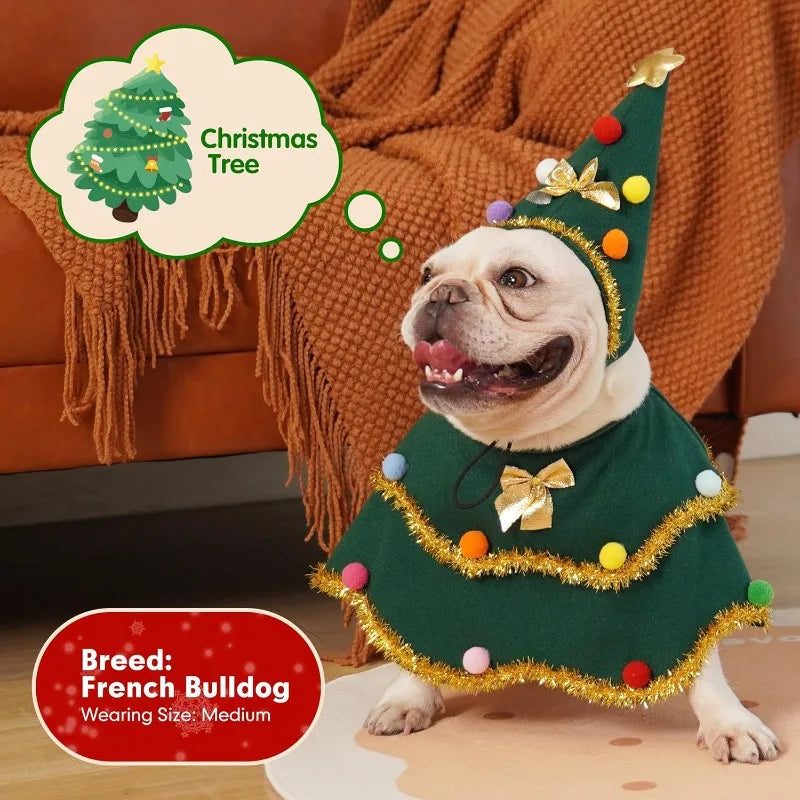 CuddTail™ Christmas Tree Pet Costume – Cute Festival Outfit for Cats & Small to Medium Dogs, Perfect for Holiday Parties
