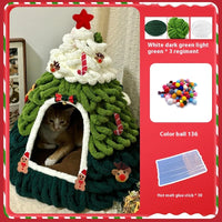 CuddTail™ Christmas Tree Cat Bed DIY Kit – Felt Yarn Tent for Cats & Puppies, Cozy Four-Season Pet Nest up to 6kg