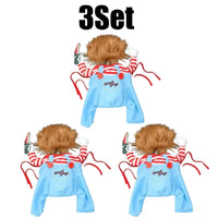 CuddTail™ Killer Pet Halloween Costume – Scary Dog Outfit with Knife & Wig for Halloween or Christmas Parties