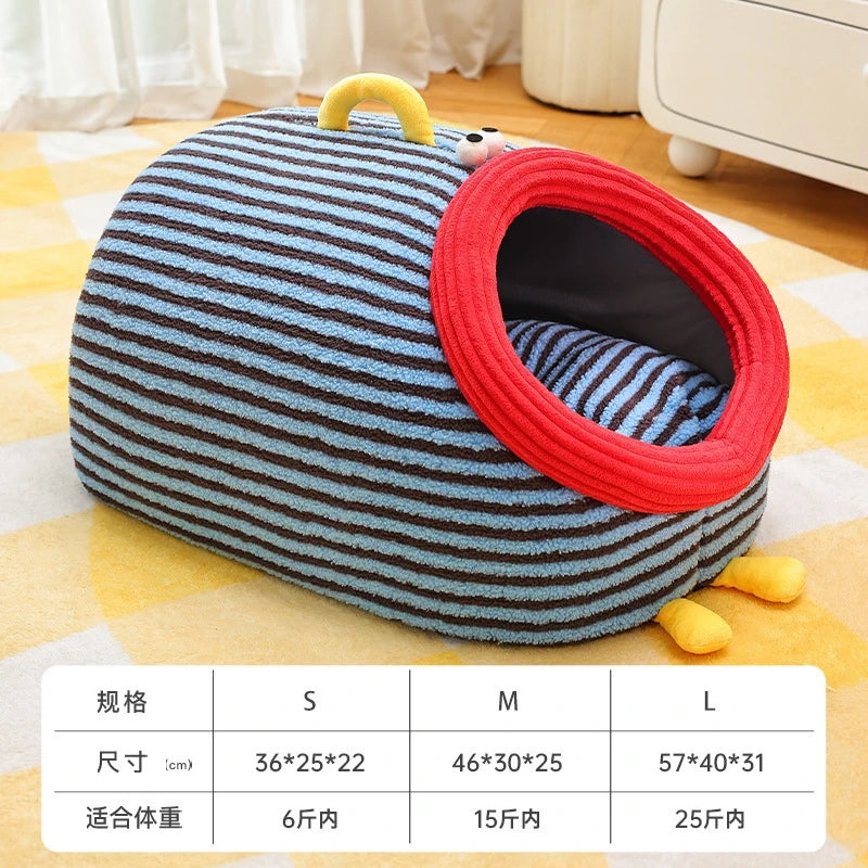 CuddTail™ Warm Green Plush Cat Bed – Cozy Four-Season Nest for Cats & Small Dogs, Perfect Christmas Gift for Pet Lovers