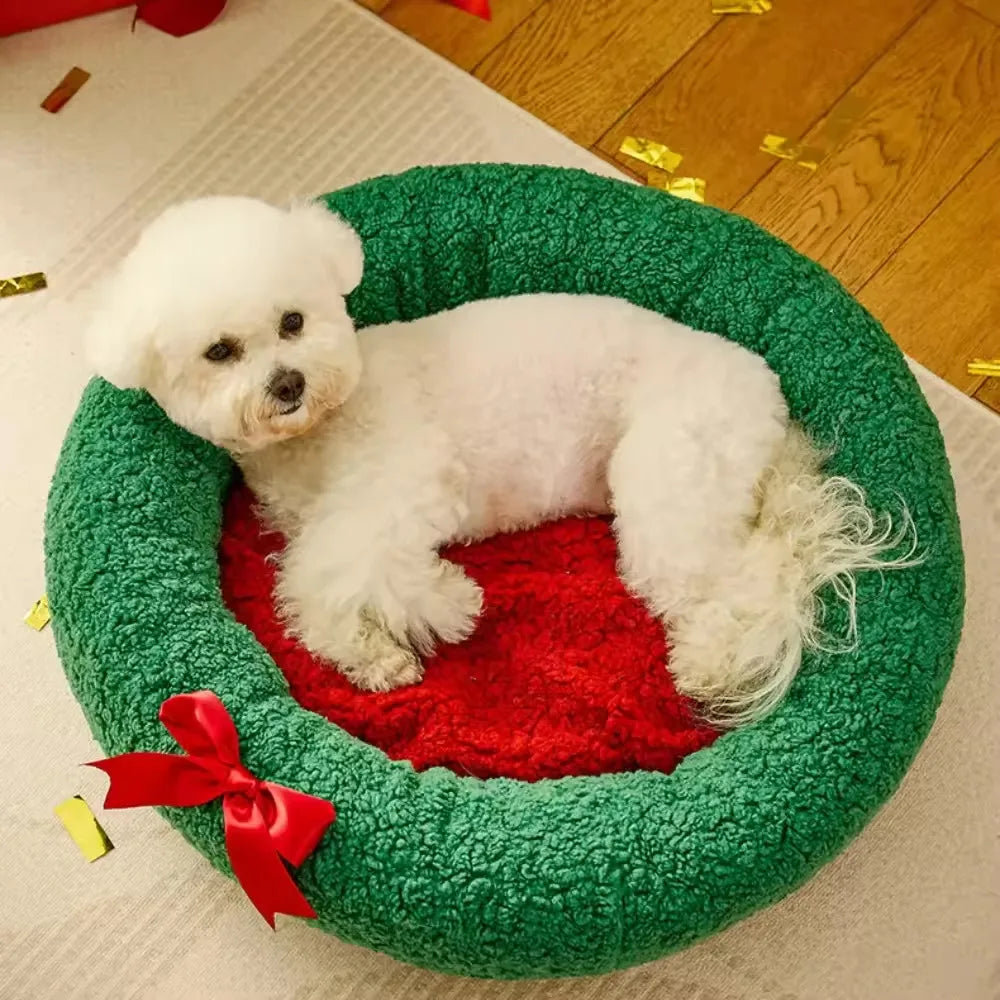 CuddTail™ Christmas Tree Cat Nest – Thickened Winter Bed with Semi-Closed Design for Cats, Puppies & Small Dogs