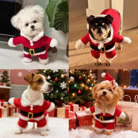 CuddTail™ Christmas Pet Santa Costume – Cute Puppy & Cat Jumpsuit for Holiday Parties & Gifts