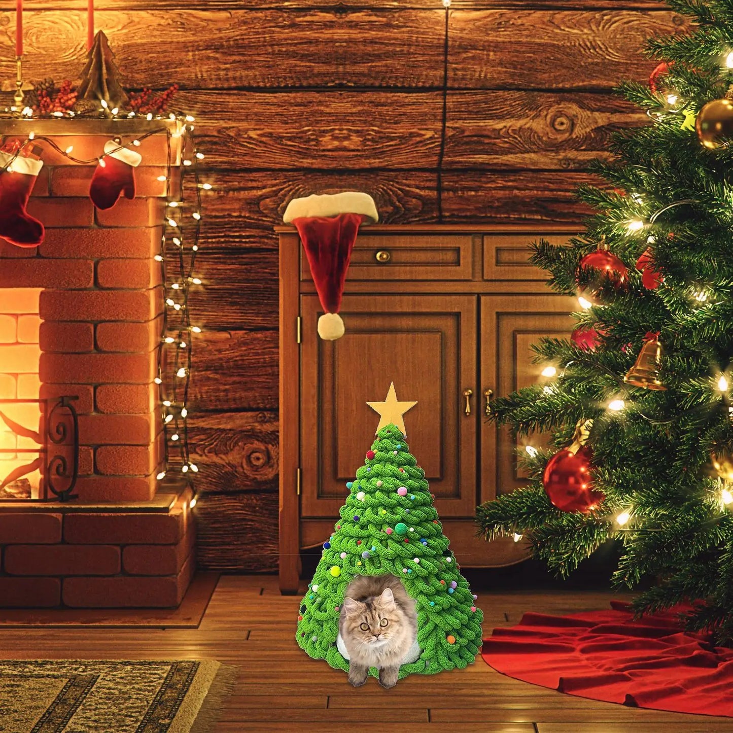 CuddTail™ 2025 Handmade Christmas Tree Cat House – DIY Warm Winter Bed & Craft Kit for Cats and Small Dogs