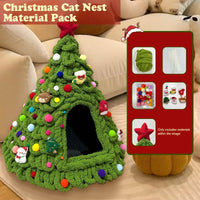 CuddTail™ Christmas Tree Cat Bed DIY Kit – Handmade Yarn Pet Nest for Cats & Puppies, Cozy All-Season Warm Bed