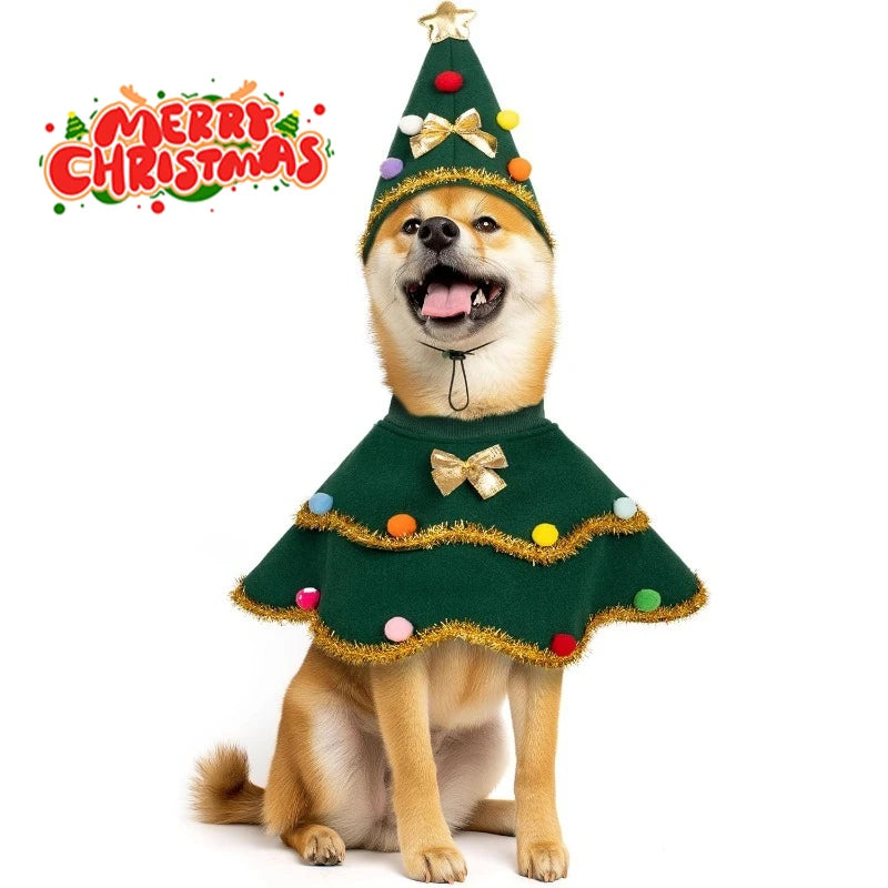 CuddTail™ Christmas Tree Pet Costume – Cute Festival Outfit for Cats & Small to Medium Dogs, Perfect for Holiday Parties
