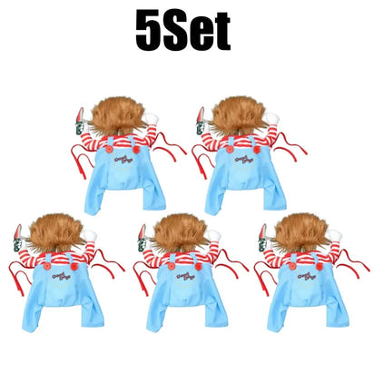 CuddTail™ Killer Pet Halloween Costume – Scary Dog Outfit with Knife & Wig for Halloween or Christmas Parties