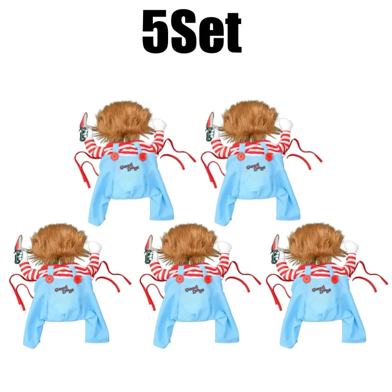 CuddTail™ Killer Pet Halloween Costume – Scary Dog Outfit with Knife & Wig for Halloween or Christmas Parties