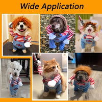 CuddTail™ Killer Pet Halloween Costume – Scary Dog Outfit with Knife & Wig for Halloween or Christmas Parties