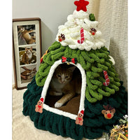 CuddTail™ Christmas Tree Cat Bed DIY Kit – Felt Yarn Tent for Cats & Puppies, Cozy Four-Season Pet Nest up to 6kg