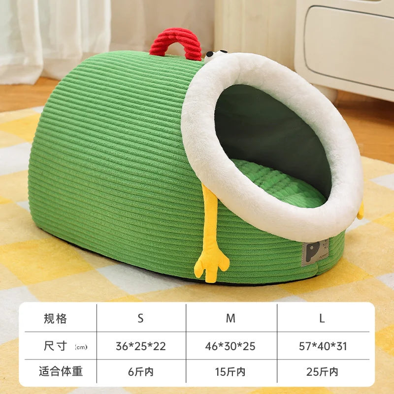 CuddTail™ Warm Green Plush Cat Bed – Cozy Four-Season Nest for Cats & Small Dogs, Perfect Christmas Gift for Pet Lovers
