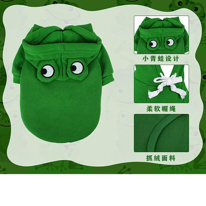 CuddTail™ Frog Dog Hoodie – Cute Warm Winter Sweater for Dogs & Cats, Cozy Cold-Weather Outfit for Everyday or Halloween
