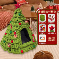 CuddTail™ Christmas Tree Cat Bed DIY Kit – Handmade Yarn Pet Nest for Cats & Puppies, Cozy All-Season Warm Bed