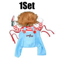 CuddTail™ Killer Pet Halloween Costume – Scary Dog Outfit with Knife & Wig for Halloween or Christmas Parties