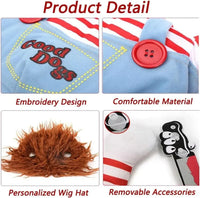 CuddTail™ Killer Pet Halloween Costume – Scary Dog Outfit with Knife & Wig for Halloween or Christmas Parties