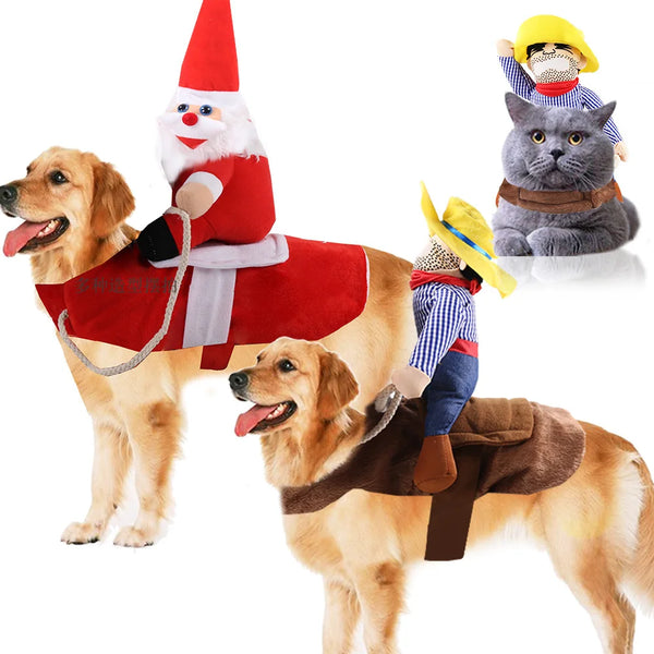 CuddTail™ Cowboy Rider Dog Costume – Funny Pet Outfit for Halloween, Parties & Photoshoots