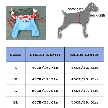 CuddTail™ Killer Pet Halloween Costume – Scary Dog Outfit with Knife & Wig for Halloween or Christmas Parties