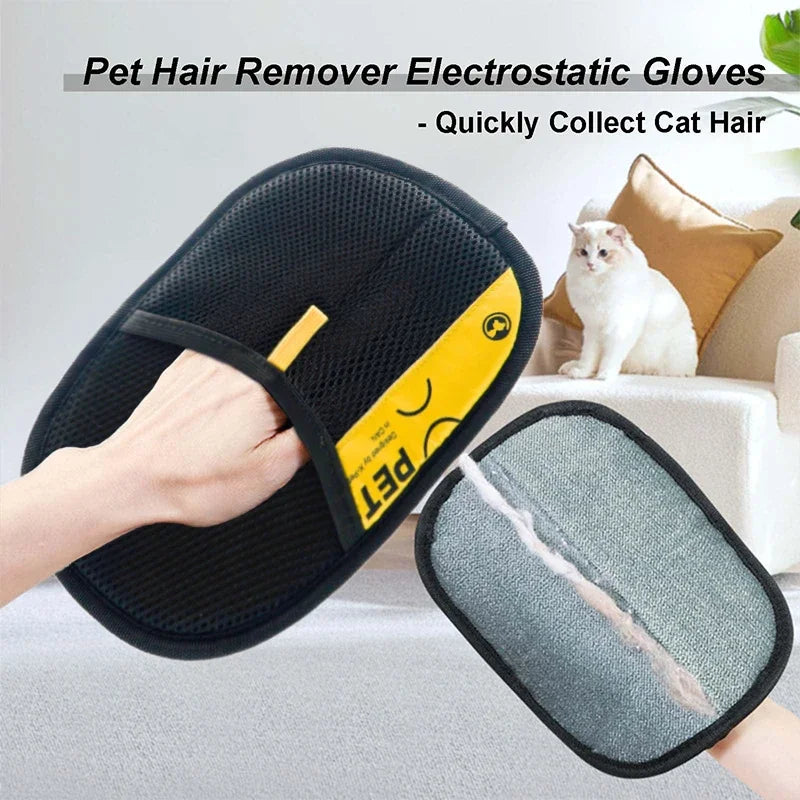 CuddTail™ Reusable Electrostatic Pet Hair Removal Gloves Grooming Glove