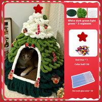 CuddTail™ Christmas Tree Cat Bed DIY Kit – Felt Yarn Tent for Cats & Puppies, Cozy Four-Season Pet Nest up to 6kg