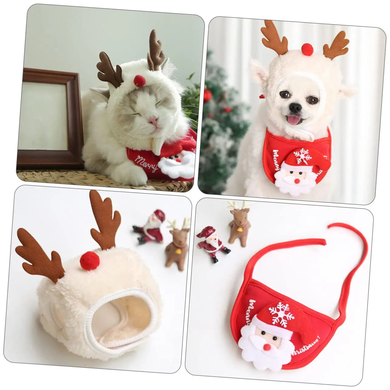 CuddTail™ Christmas Pet Hat & Bib Set – Adorable Holiday Costume for Cats & Dogs 2025