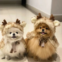 CuddTail™ Christmas Elk Pet Costume – Cute Cat & Small Dog Cloak for Holiday Cosplay and Festive Fun