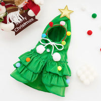 CuddTail™ Christmas Pet Cloak – Adorable Puppy Cape with Stars & Pompoms for Holiday Parties and Festive Photos**