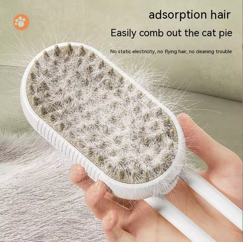Pet Electric Spray Comb for Cats and Dogs - One-Key Spray Anti-Flying Massage Brush for Hair Removal and Cleaning